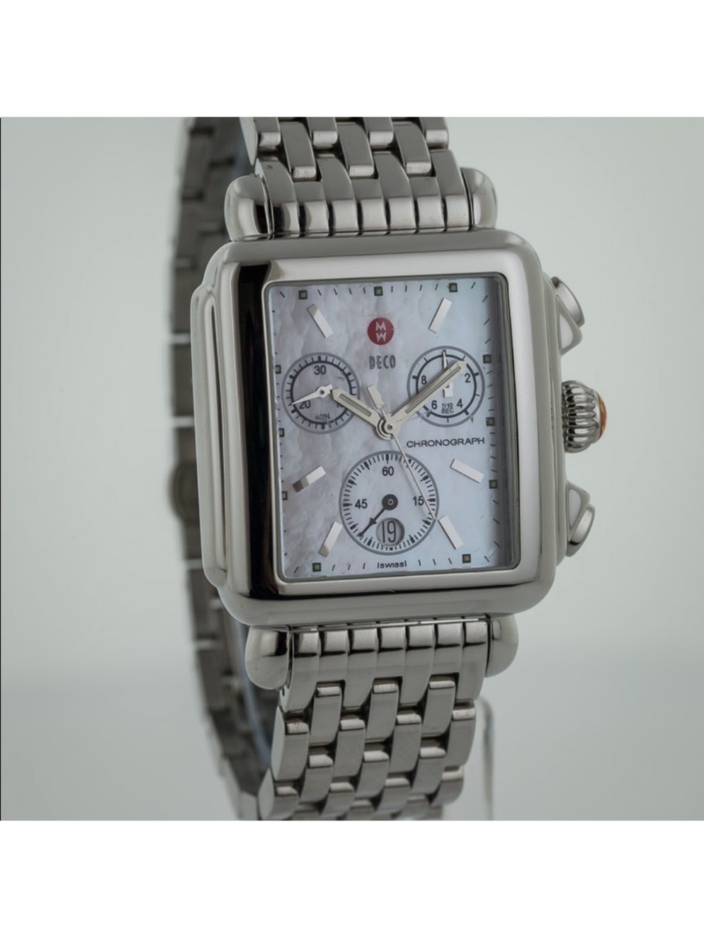Michele Stainless Steel Deco Chronograph - Mother of Pearl Dial